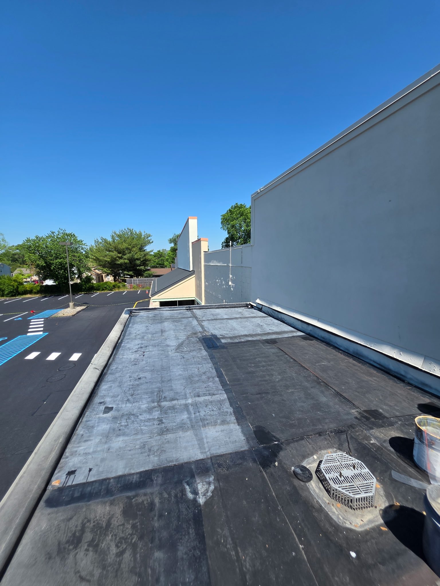 Flat commercial roof membrane installation in New Jersey